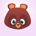 Cute cartoon bear head icon. Vector illustration isolated. Big collection of cartoon animals. Royalty Free Stock Photo