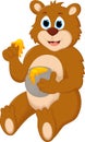 Cute cartoon bear holding honey pot