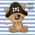 Cute cartoon Bear in a pirate hat Royalty Free Stock Photo