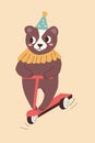 cute cartoon bear on scooter - circus character