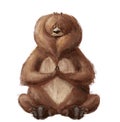 cute cartoon bear sitting in yoga pose