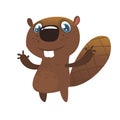 Cute cartoon beaver. Vector illustrated icon of a beaver.