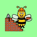 Cute cartoon bee as mason character