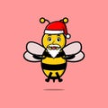 Cute Cartoon Bee santa claus character christmas Royalty Free Stock Photo