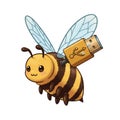 Cute Cartoon Bee with USB Drive Royalty Free Stock Photo