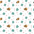 Cute cartoon bees seamless pattern Royalty Free Stock Photo