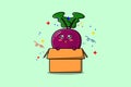 Cute cartoon Beetroot character out from box