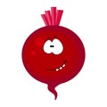 Cute cartoon beetroot character vector illustration isolated on
