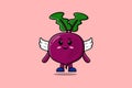 Cute cartoon Beetroot character wearing wings