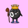 Cute cartoon billiard ball king with golden crown