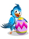 Cute cartoon bird decorated easter egg isolated
