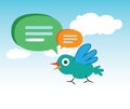 Cute Cartoon Bird and Speech Bubbles Royalty Free Stock Photo