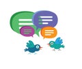 Cute Cartoon Bird with Speech Bubbles Royalty Free Stock Photo