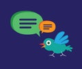 Cute Cartoon Bird with Speech Bubbles Royalty Free Stock Photo