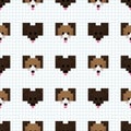 Cute cartoon 8bit black dog seamless vector pattern. Kawaii pixel art beagle pet. Domestic pet puppy video game