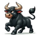 Cute cartoon black bull isolated on a white background, suitable for making stickers and illustrations 7