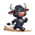 Cute cartoon black bull isolated on a white background, suitable for making stickers and illustrations 8