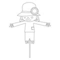 Cute cartoon black and white scarecrow isolated vector illustration Royalty Free Stock Photo