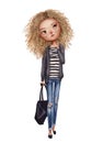 Cute blonde girl with bag Royalty Free Stock Photo