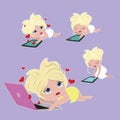 Cute cartoon blonde girl character