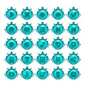 Cute cartoon blue buttons set.