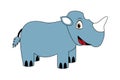 Cute cartoon blue rhinoceros smiling