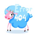 Cute cartoon blue sheep for 404 error page