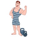 Cute cartoon bodybuilder