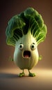 Cute Cartoon Bok Choi Character. Generative Ai