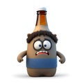 Cute Cartoon Bottle of Beer Character isolated on white background, Generative AI