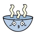 cute cartoon of a bowl of hot soup Royalty Free Stock Photo