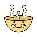 cute cartoon of a bowl of hot soup Royalty Free Stock Photo