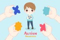 Boy with autism awareness concept