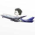 Cute cartoon boy fly airplane