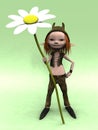 Cute cartoon boy holding big flower Royalty Free Stock Photo