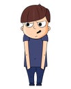 Cute cartoon boy with paranoid emotions. Vector illustration