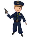 Cute Cartoon Boy in Policeman Costume. With shadow tone. Flat color. Vector EPS 10 Royalty Free Stock Photo