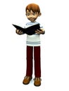 Cute cartoon boy reading book. Royalty Free Stock Photo