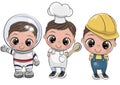 Cute Cartoon Boys of different professions