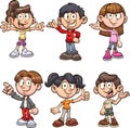 Cute cartoon boys and girls on different poses Royalty Free Stock Photo