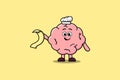 Cute cartoon Brain chef with menu in hand