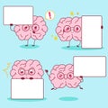 Cute cartoon brain take billboard Royalty Free Stock Photo