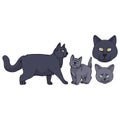 Cute cartoon British shorthair cat and kitten with face vector clipart. Pedigree kitty breed for cat lovers. Purebred