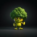 Cute cartoon broccoli character, animated with a face Royalty Free Stock Photo