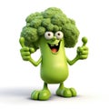 Cute cartoon broccoli character, animated with a face Royalty Free Stock Photo