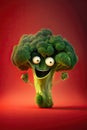 Cute Cartoon Broccoli Character. Generative Ai Royalty Free Stock Photo