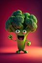 Cute Cartoon Broccoli Character. Generative Ai Royalty Free Stock Photo