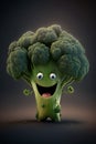 Cute Cartoon Broccoli Character. Generative Ai Royalty Free Stock Photo