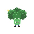 Cute cartoon broccoli illustration on a white background Royalty Free Stock Photo