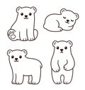 Cute cartoon bear cubs line art drawing